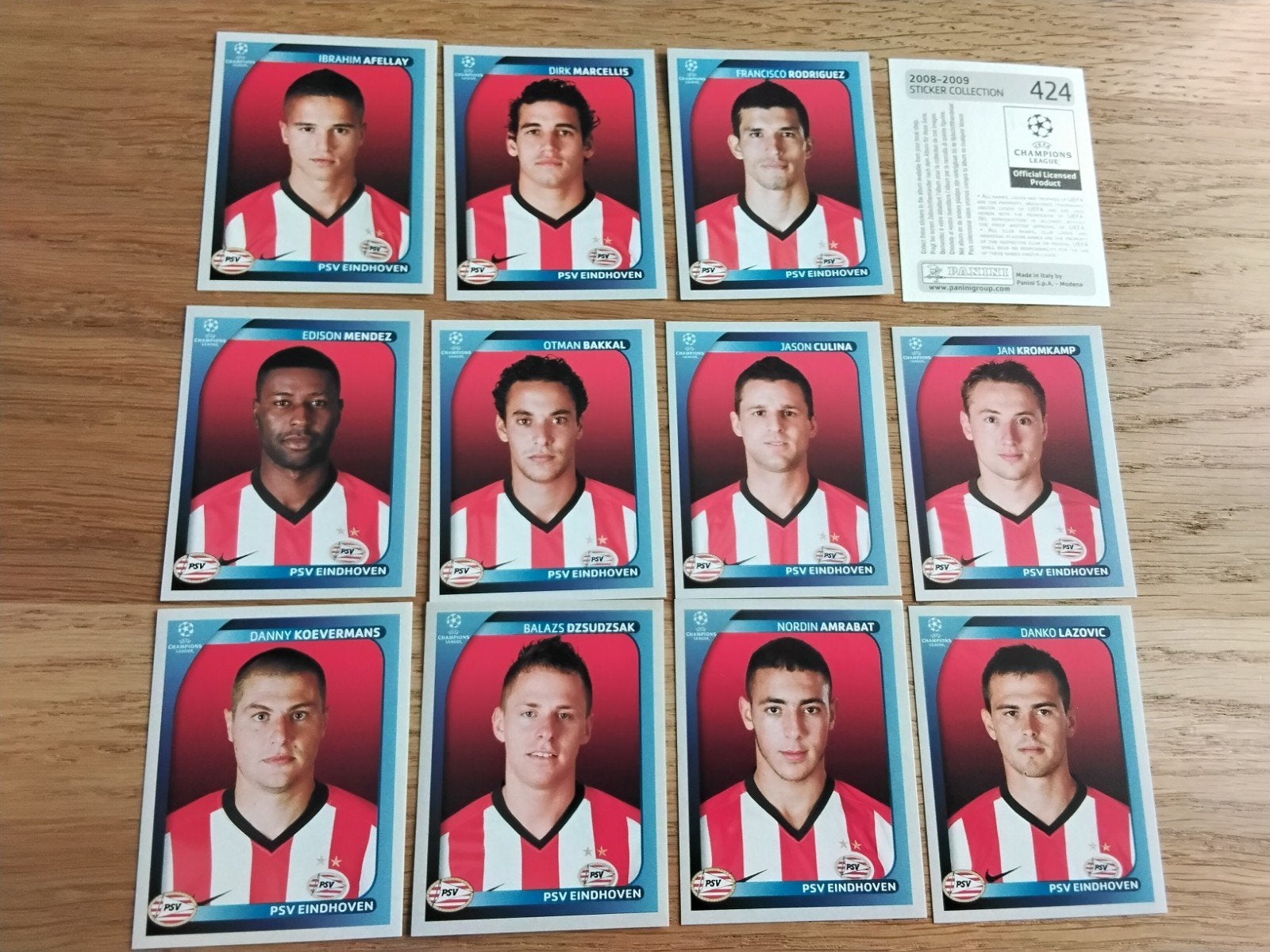 12 PSV  Champions League Panini Stickers 2008-2009, Ophalen of Verzenden, Zo goed als nieuw, PSV, Poster, Plaatje of Sticker