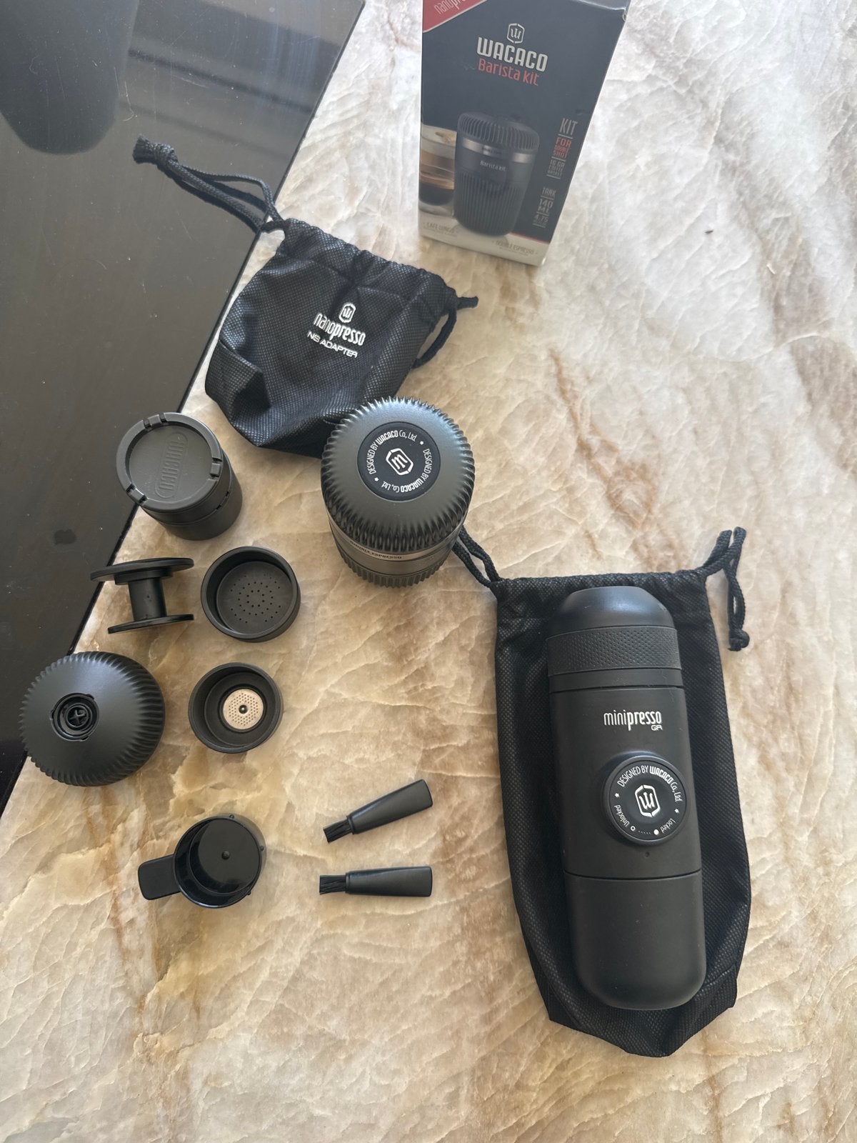Wacaco Minipresso GR en Nanopresso Barista Kit, Ophalen of Verzenden, Zo goed als nieuw