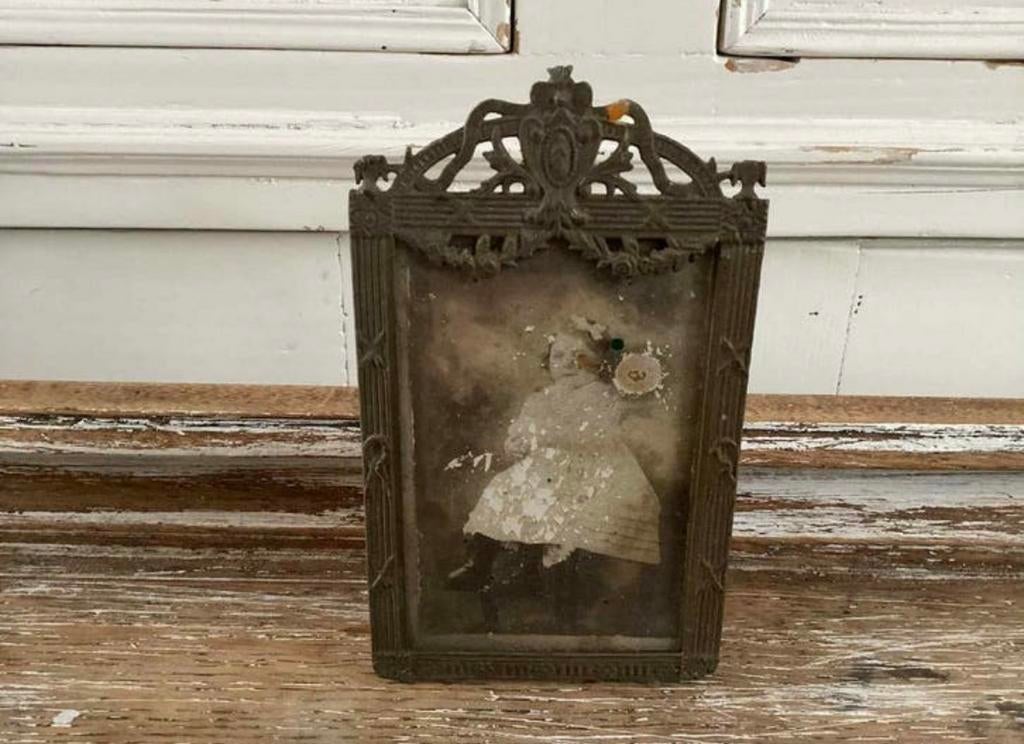 Antieke koperen fotolijstje, Antiek en Kunst, Curiosa en Brocante, Ophalen of Verzenden