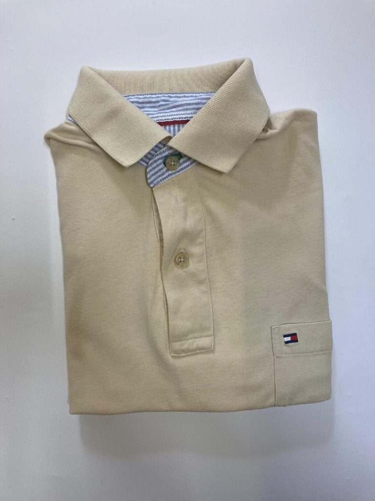 Y2K 2000s Tommy Hilfiger Polo – S - PastelYellow, Kleding | Heren, Polo's, Geel, Tommy Hilfiger, Ophalen of Verzenden, Zo goed als nieuw