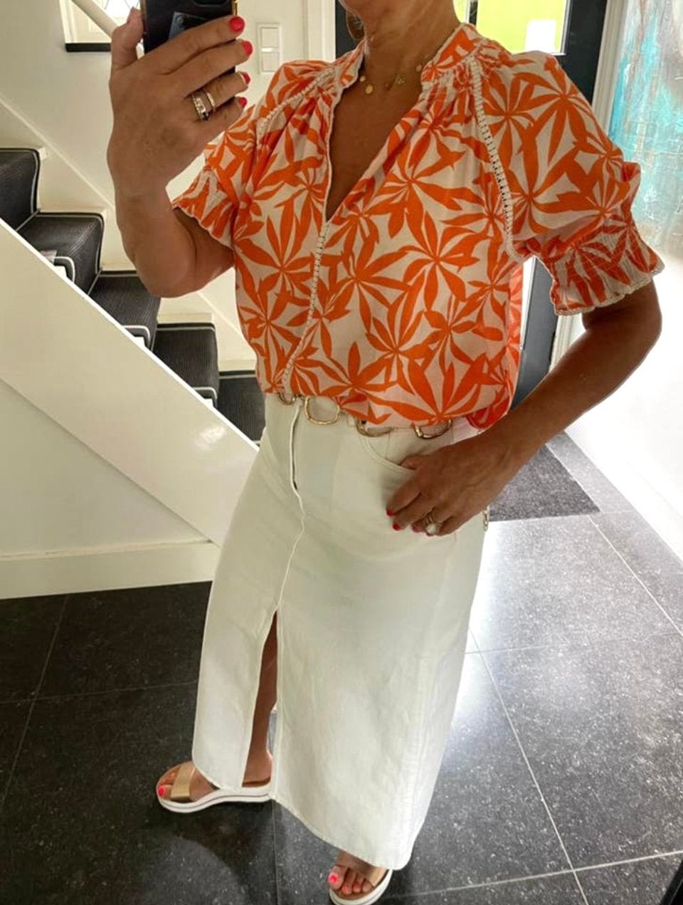 NUKUS, super leuk en lief blousje, prachtige kleur, XS/S, Ophalen of Verzenden, Zo goed als nieuw, Maat 36 (S), Oranje
