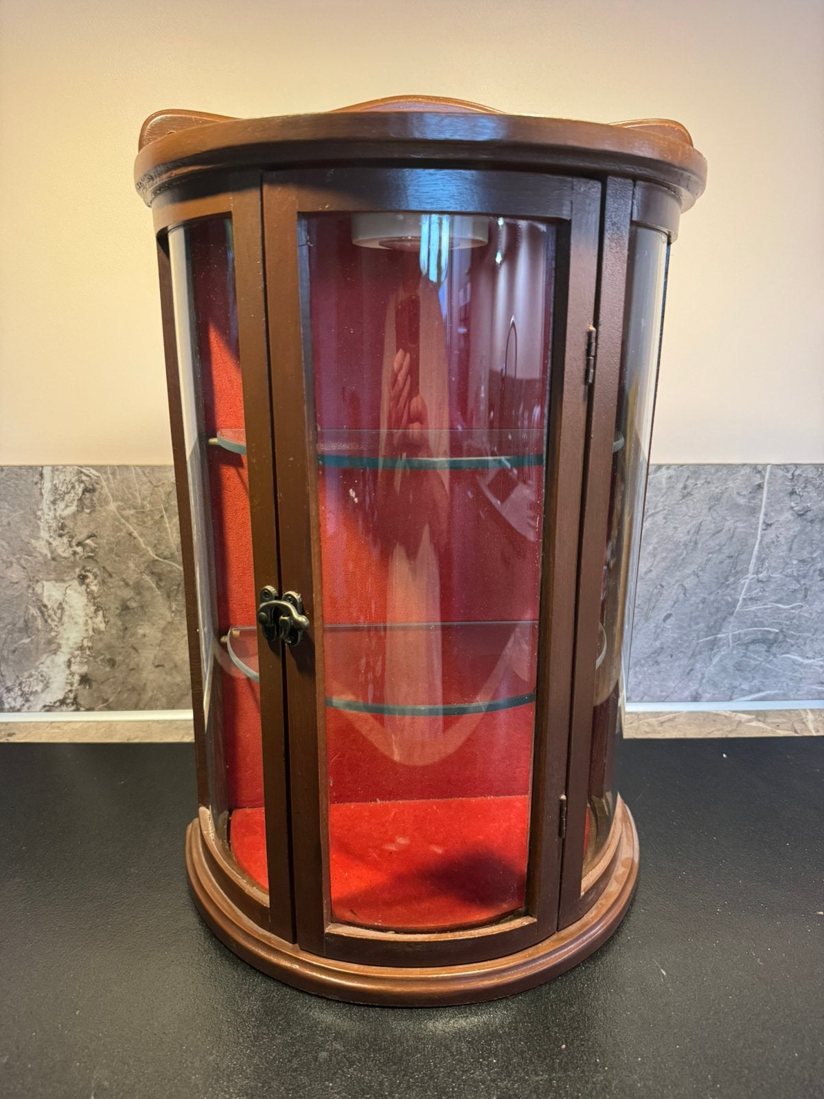 Prachtig Antiek Halfrond Pronkkastje / Wandvitrine Bolglas, Huis en Inrichting, Ophalen of Verzenden, Zo goed als nieuw, 25 tot 50 cm