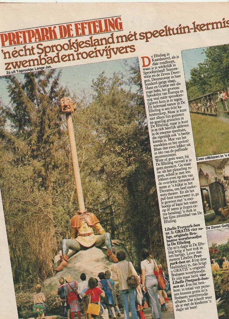 Vintage knipsel 1982 De Efteling pretpark Sprookjesland, Verzenden, Overige typen