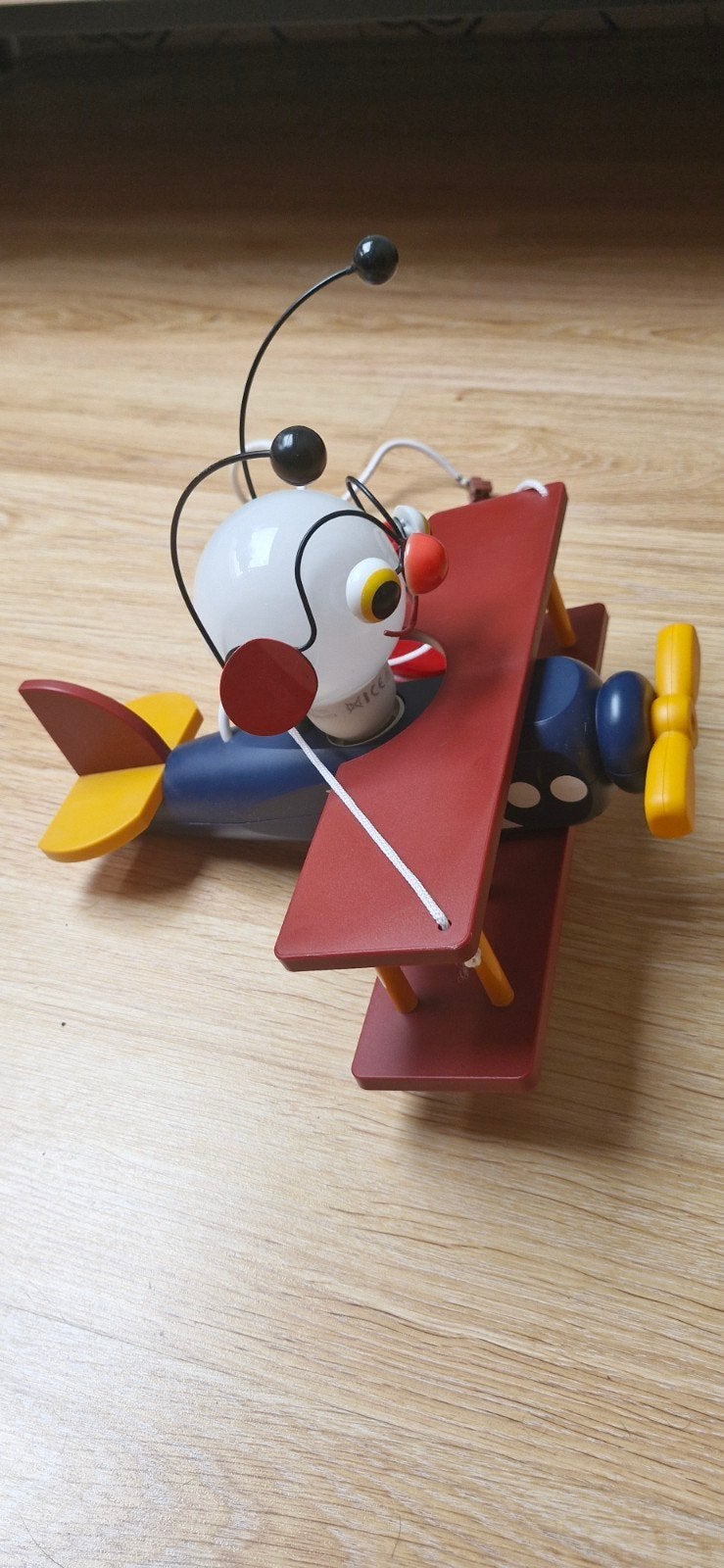 Houten Vliegtuig met Clown Lampje - Kinderkamer Decoratie, Ophalen, Gebruikt, Jongen of Meisje