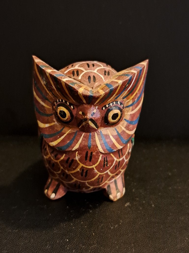 Houten Uil Beeldje - Handgeschilderd, Ophalen of Verzenden, Gebruikt, Dier