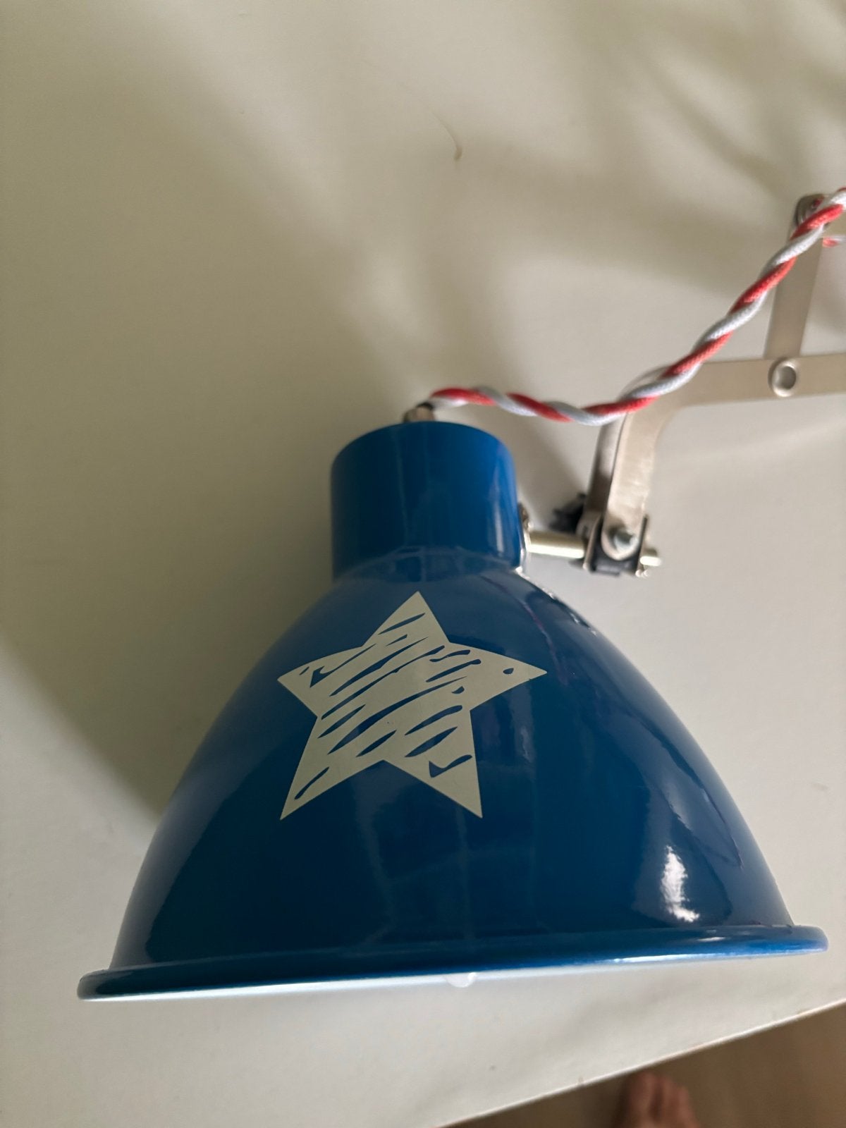Uitschuifbare wandlamp met blauwe kap en ster, Overige merken, Zo goed als nieuw, Modern, Metaal