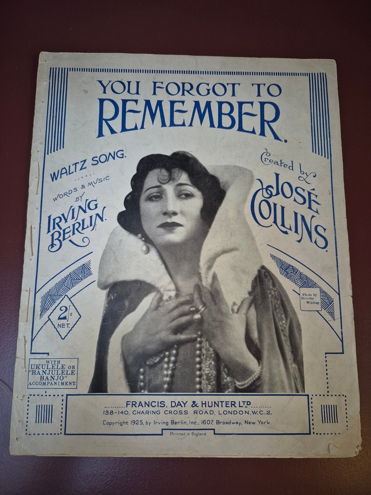 Antieke bladmuziek: You Forgot to Remember - Irving Berlin, Zang, Gebruikt, Ophalen of Verzenden, Thema