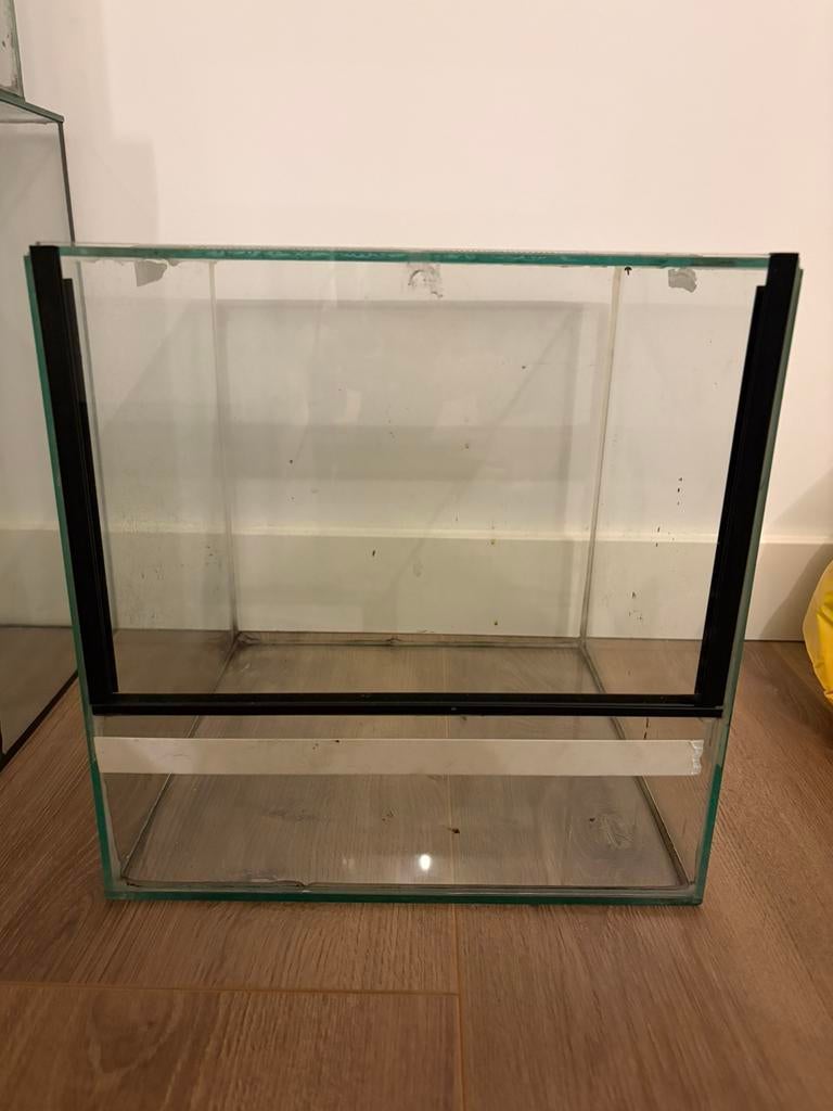 Glazen terrarium 30x30x30, Dieren en Toebehoren, Reptielen en Amfibieën | Toebehoren, Ophalen, Gebruikt, Terrarium of Paludarium