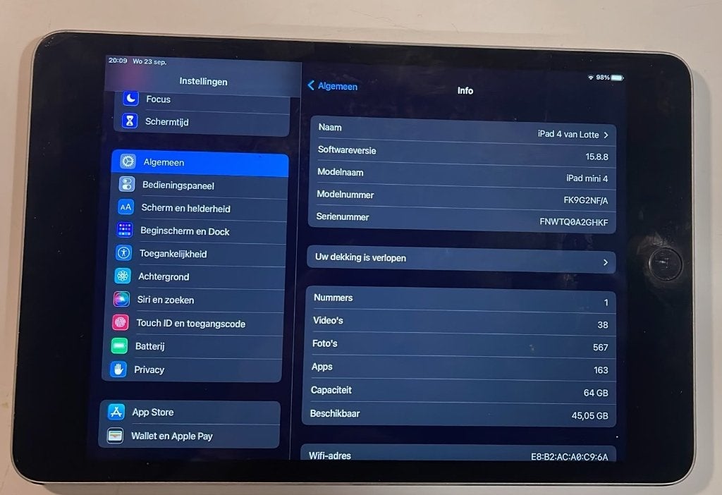 iPad mini 4 met 64 GB alleen wifi