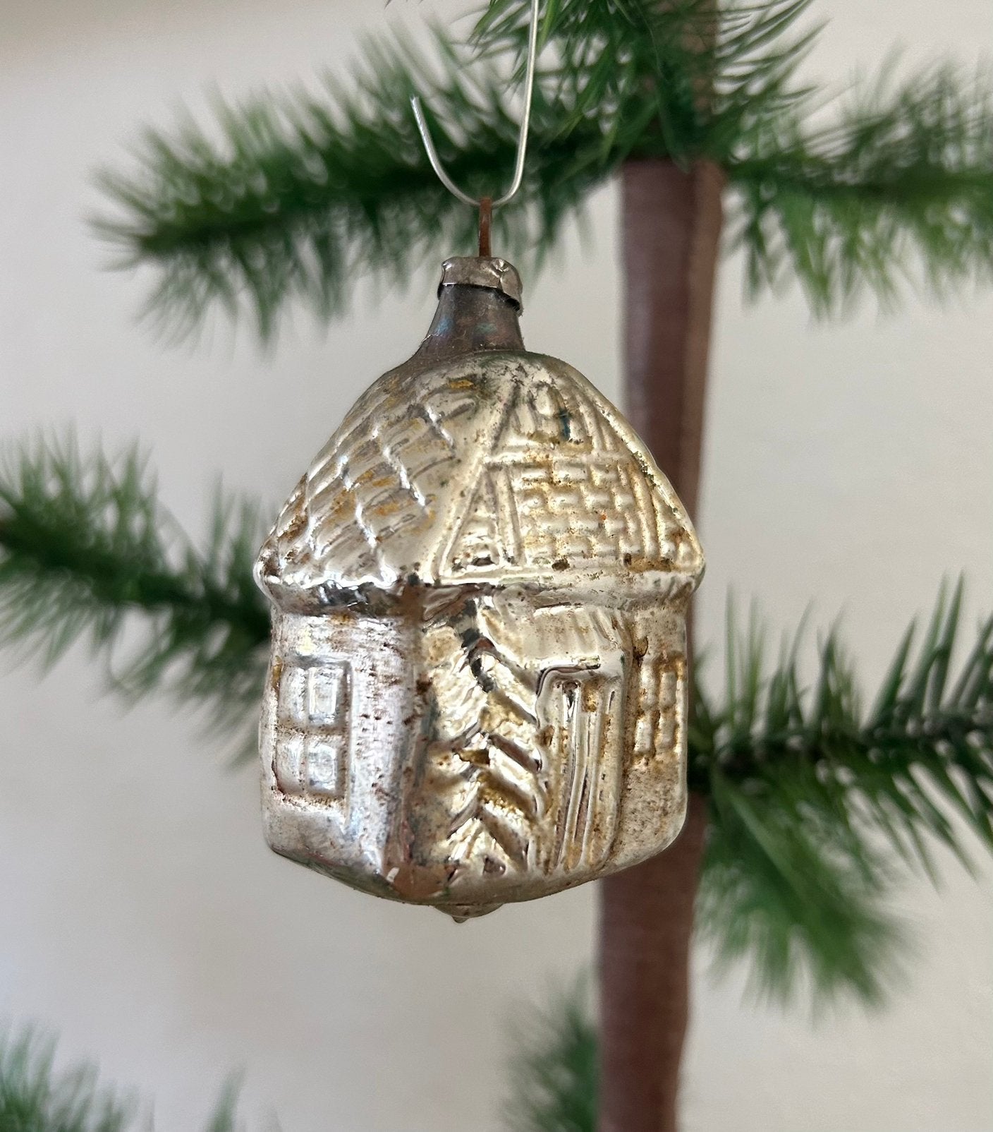 Antieke kerstbal, huisje, Diversen, Kerst, Ophalen of Verzenden, Gebruikt