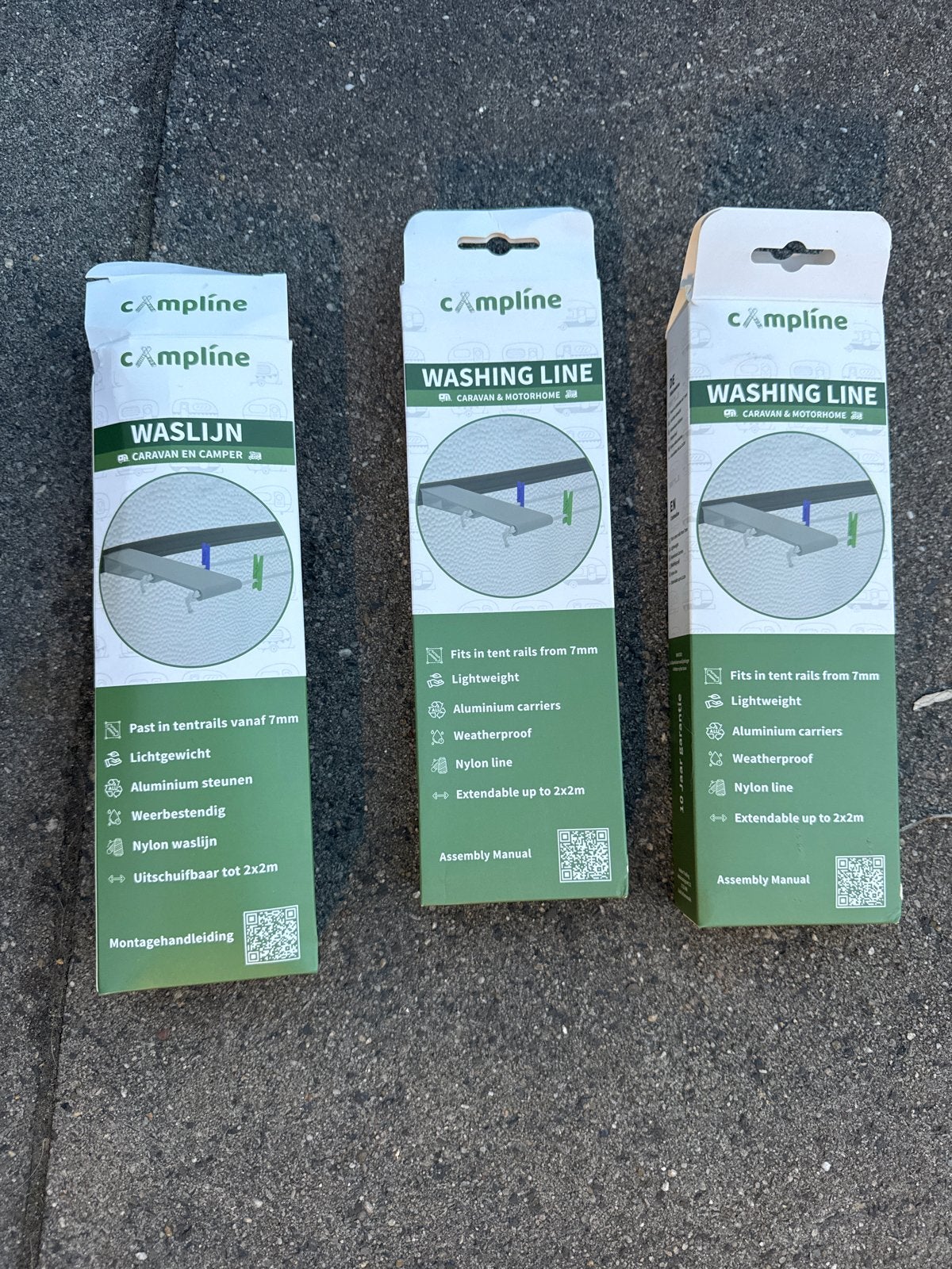2x Campline Caravan Waslijn - Uitschuifbaar & Weerbestendig, Caravans en Kamperen, Caravan accessoires, Ophalen of Verzenden, Nieuw