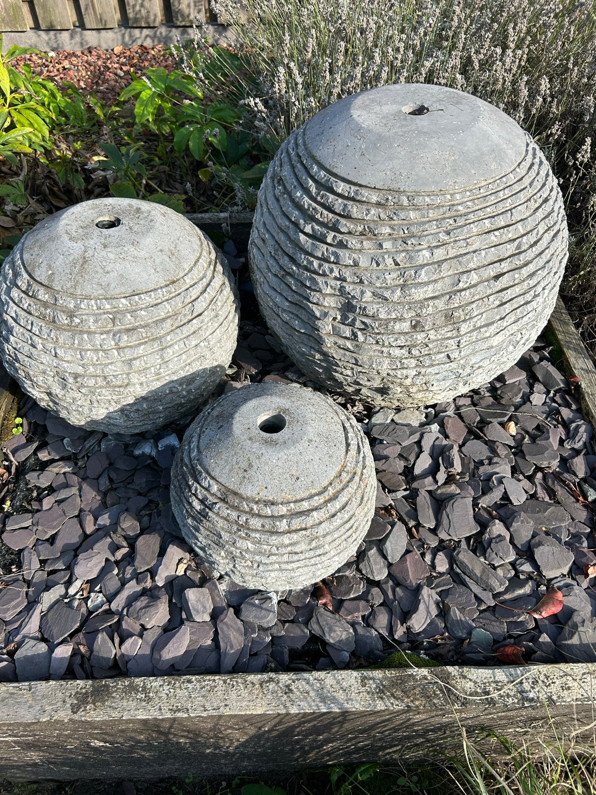 Waterornamenten set van 3 met pomp en slangen, Ophalen, Gebruikt, Graniet, Waterornament