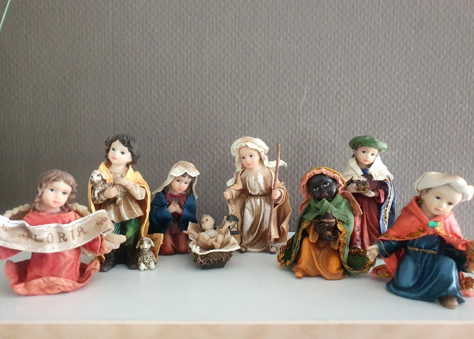 Vintage Kerststal Beeldjes Set - Kerstdecoratie, Ophalen of Verzenden, Zo goed als nieuw