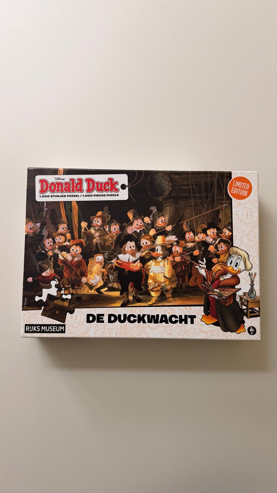 Donald Duck De Duckwacht 1000 stukjes puzzel Rijksmuseum, Ophalen of Verzenden, Meer dan 50 stukjes, Nieuw, 6 jaar of ouder