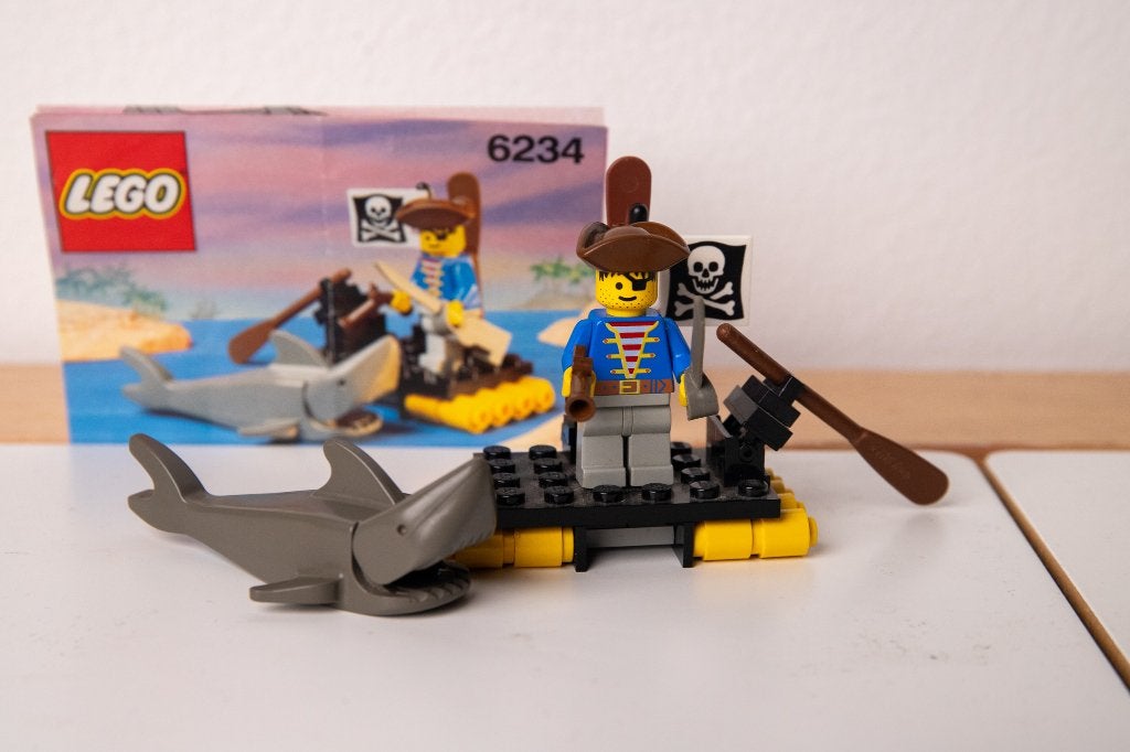 Vintage Lego Pirates 6234 Renegade's Raft met haai en instru, Gebruikt, Lego, Complete set, Inclusief instructies