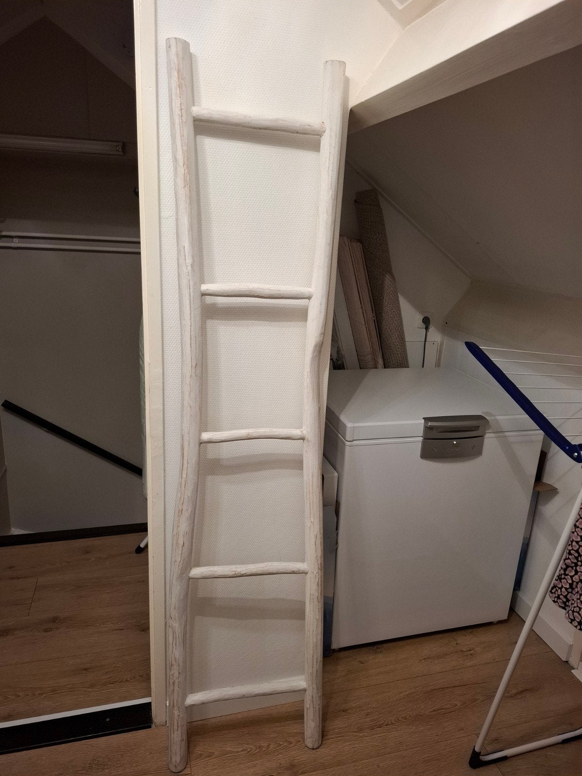 Mooie decoratieve houten ladder met whitewash look, Ophalen, Hout, Nieuw, Landelijk