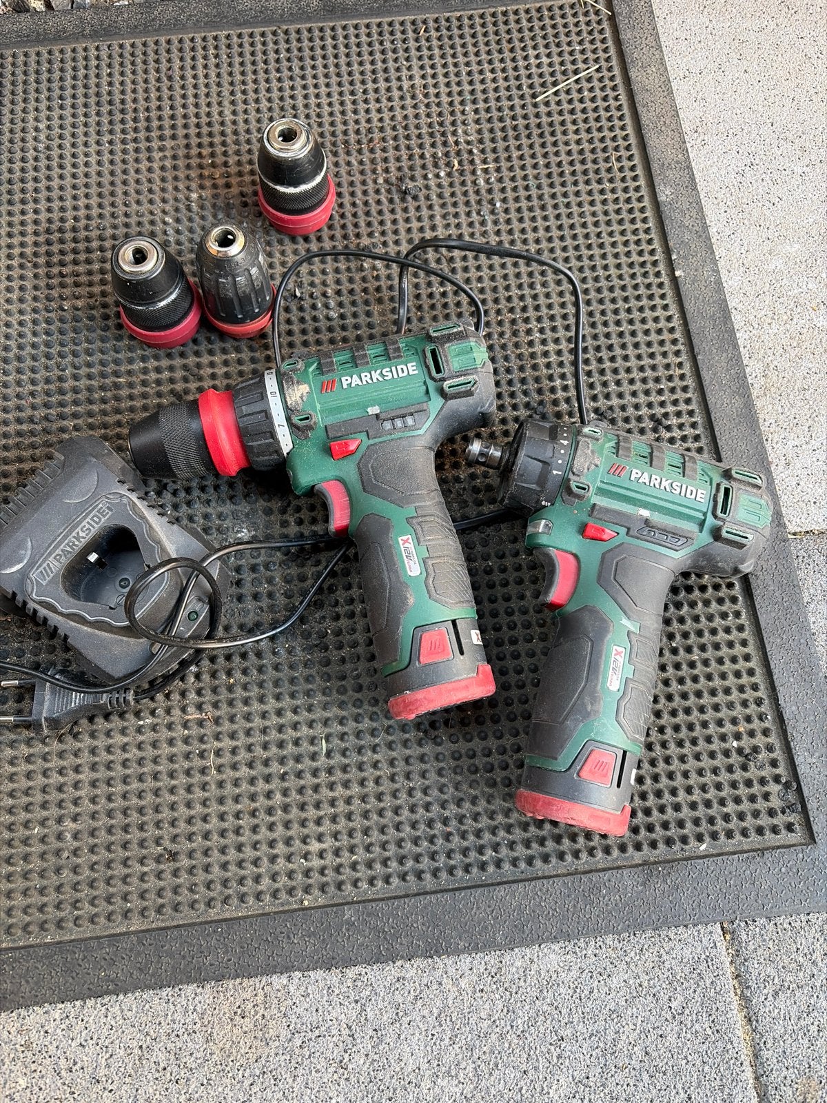 Parkside Boor- en Schroefmachineset met 2 Accu's en Lader, Gebruikt, Variabele snelheid, Ophalen of Verzenden, Boor- en Schroefmachine