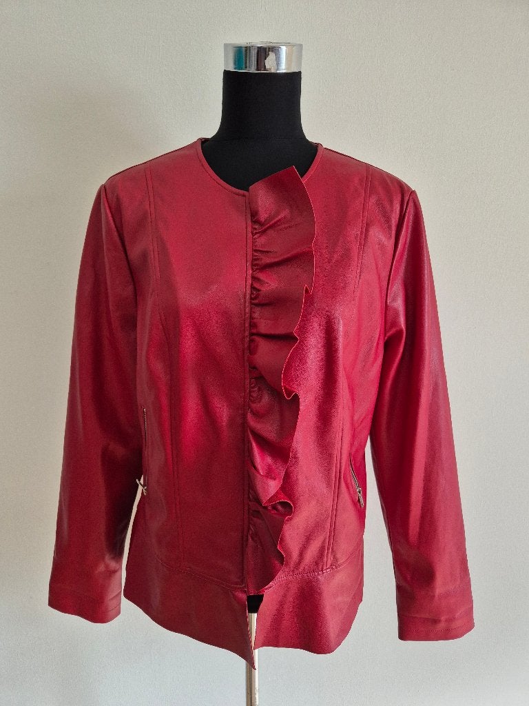 Jas39 - Rood nepleren jasje van Bodyflirt mt 44 (1), Ophalen of Verzenden, Zo goed als nieuw, Maat 42/44 (L), Rood