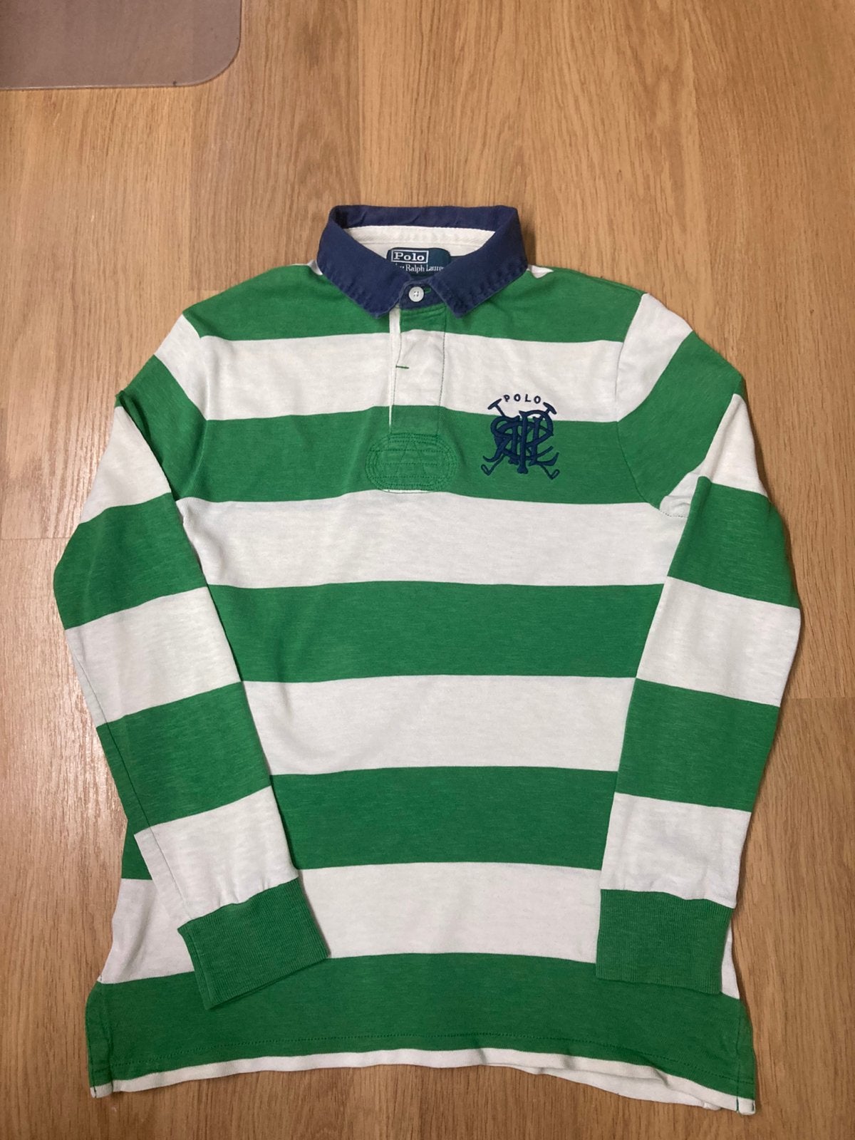 Ralph Lauren Rugbypolo - S - Custom Fit - Green - White, Kleding | Heren, Polo's, Wit, Ralph Lauren, Ophalen of Verzenden, Zo goed als nieuw