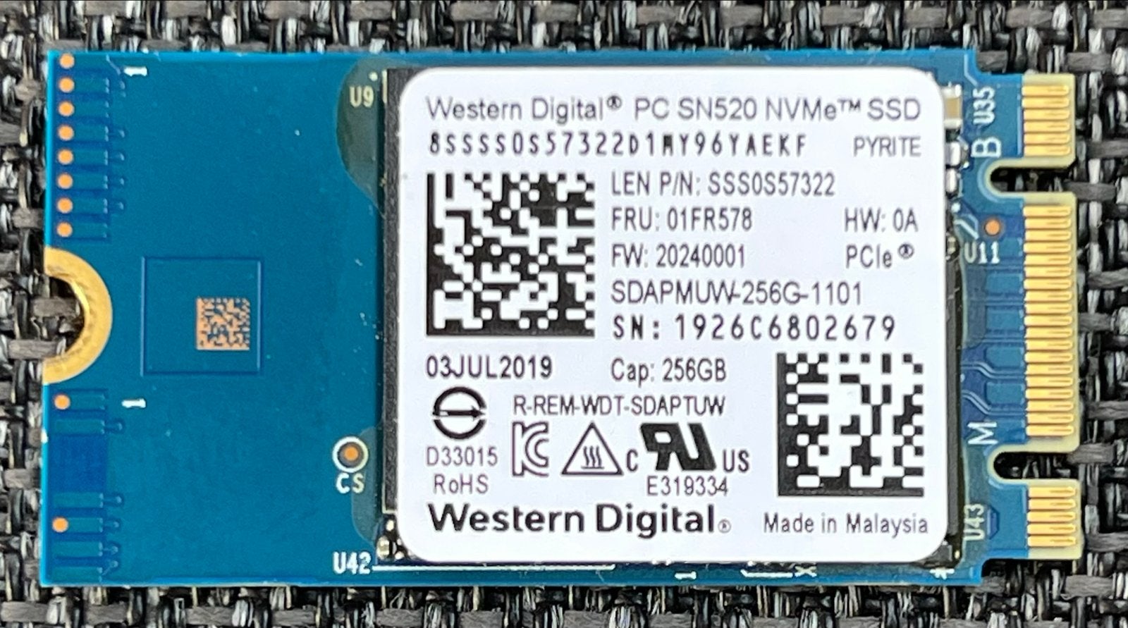 Western Digital PC SN520 NVMe SSD 256GB M.2, Intern, Verzenden, Server, SSD