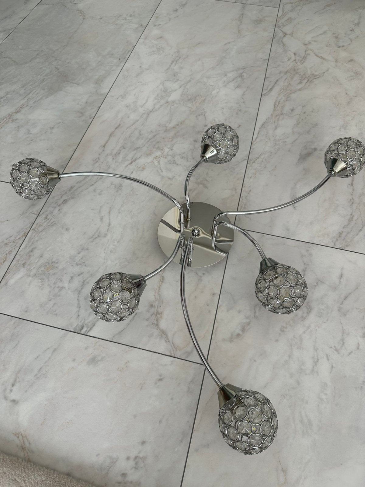 2 mooi croom plafond lampen met kristal steinjes, Modern, LED, Ophalen of Verzenden, Zo goed als nieuw