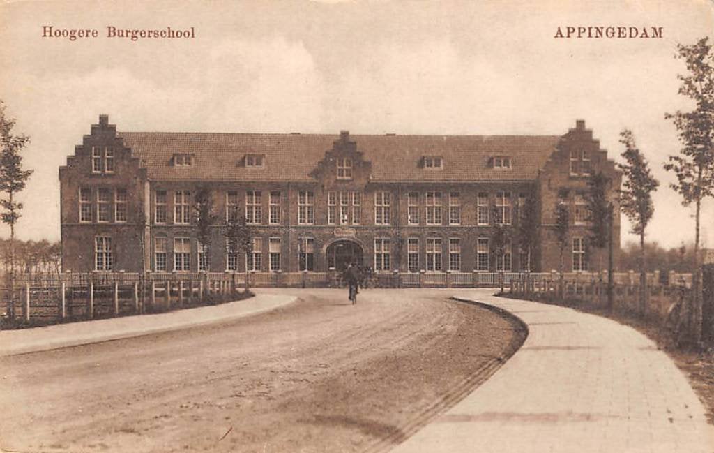 Appingedam Hoogere Burger school Eemsdelta Groningen, Verzamelen, Ophalen of Verzenden, Voor 1920, Gelopen, Groningen
