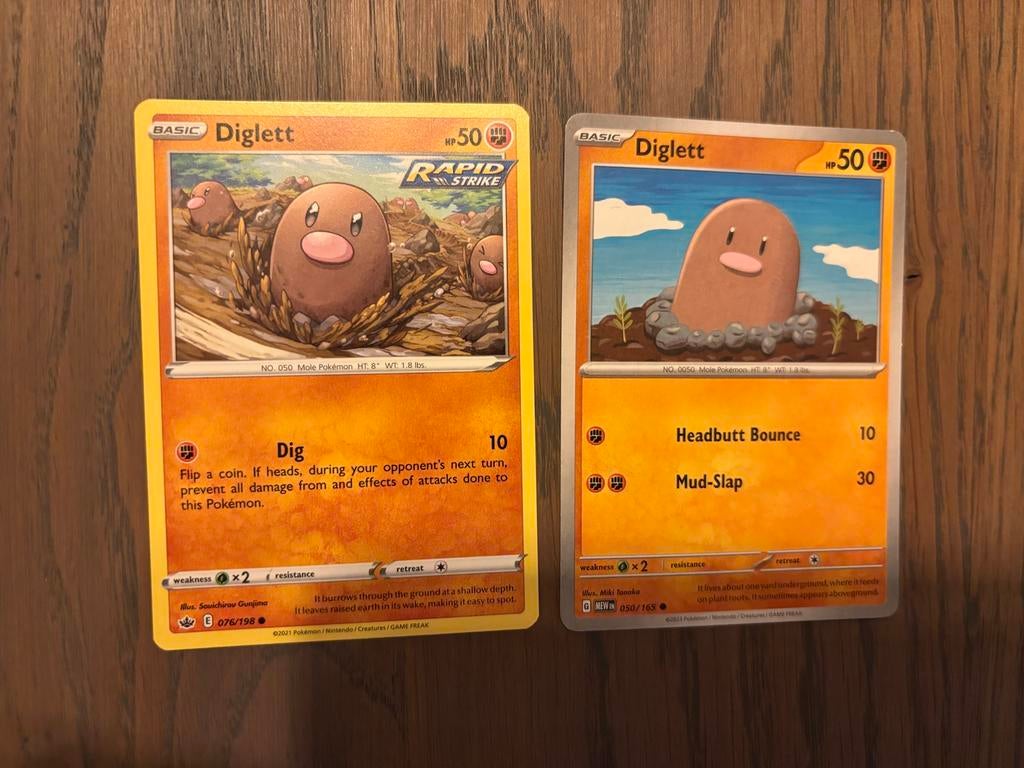 Pokémon Kaarten: Diglett (2 verschillende versies), Ophalen of Verzenden, Zo goed als nieuw, Meerdere kaarten