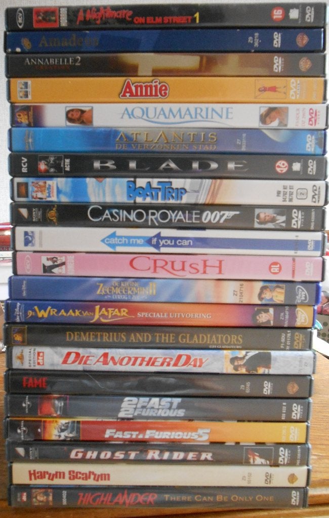 Doos met 93 DVD films..., Ophalen, Gebruikt, Alle leeftijden, Nederlands