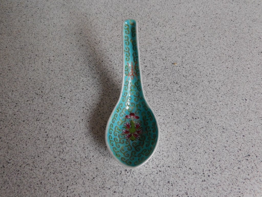 Rijstlepel 14 cm. Turquoise Mun Shou Made in China, Ophalen of Verzenden