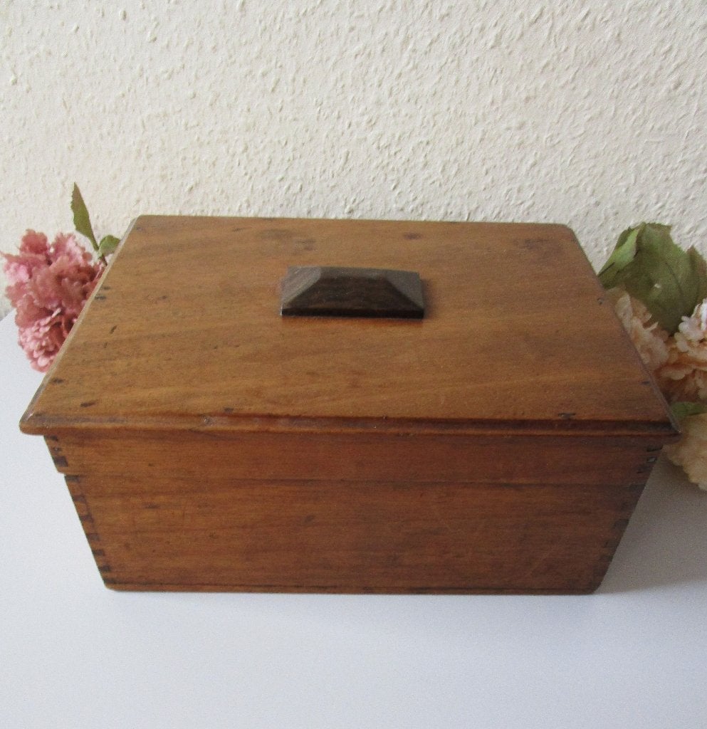 Mooie oude houten opbergkist, Antiek en Kunst, Ophalen of Verzenden