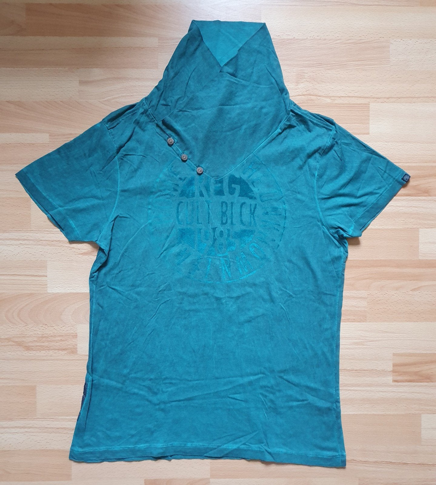 Petrol kleurig shirt met kolletje van Cult Edition maat XL, Cult Edition, Maat 56/58 (XL), Ophalen of Verzenden, Zo goed als nieuw