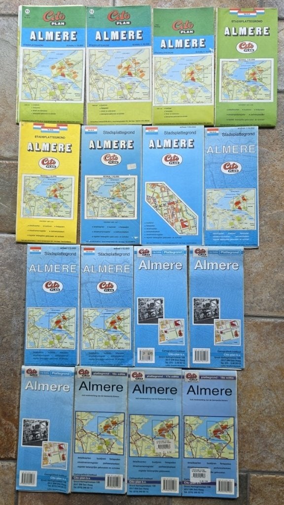 16 Cito plan plattegronden van Almere vanaf 1981, Ophalen of Verzenden, 1800 tot 2000, Nederland, Cito plan