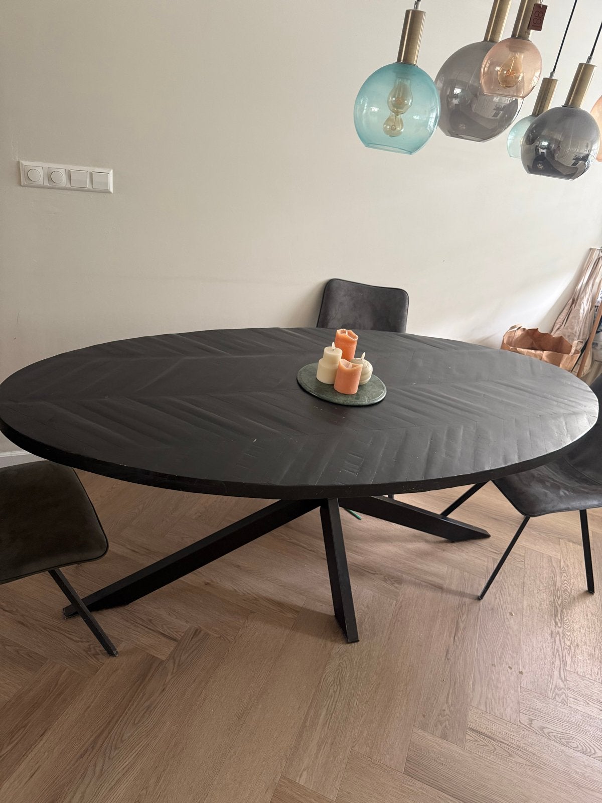 Giga Meubel Mango Hout Eettafel Visgraat 200 cm, Huis en Inrichting, Ophalen, 100 tot 150 cm, 200 cm of meer, Zo goed als nieuw