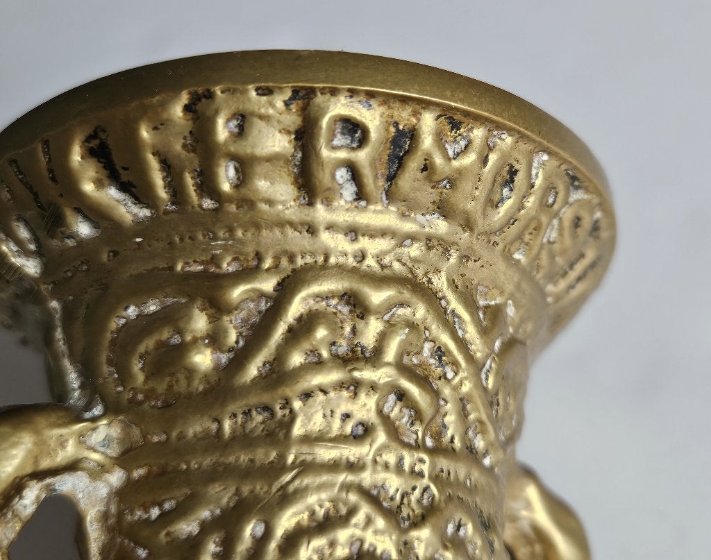 Zware vintage/antieke massief messing vijzel, Ophalen of Verzenden, Brons