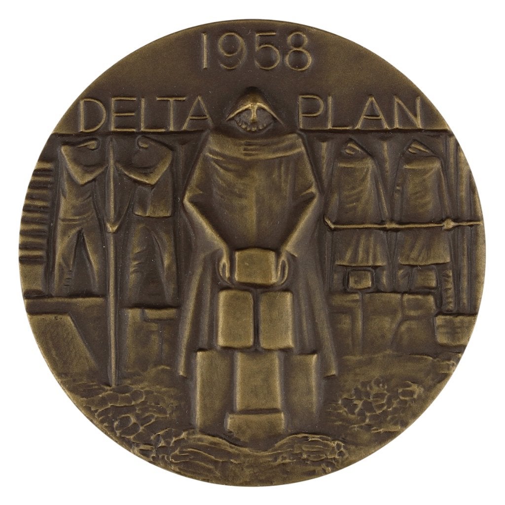 Penning VPK 1958 Fred Carasso : Deltaplan, Verzenden, Brons, Nederland