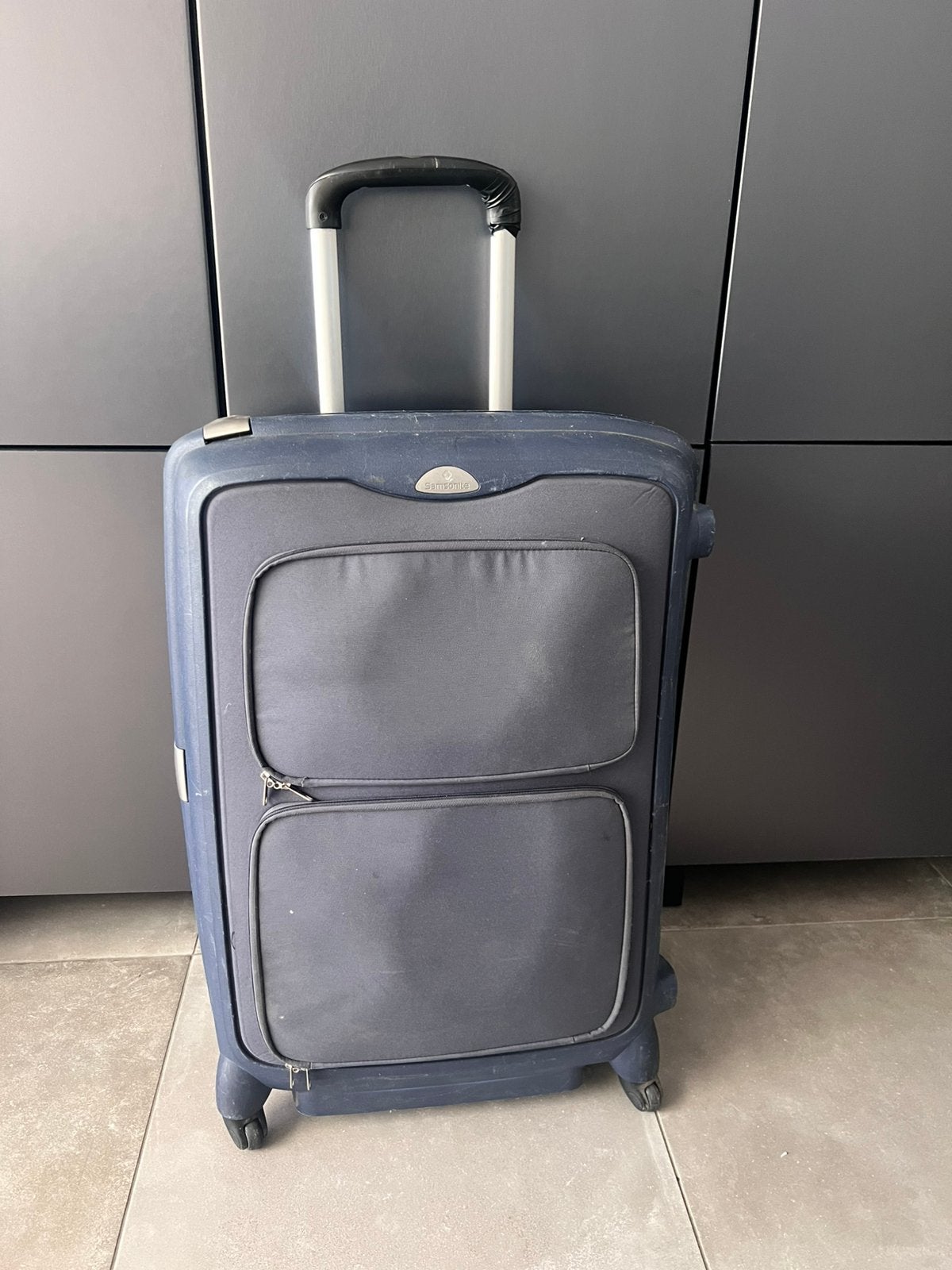 SAMSONITE HARDCASE REISKOFFER TROLLEY KOFFER DONKERBLAUW, Sieraden, Tassen en Uiterlijk, Koffers, Wieltjes, Gebruikt, Hard kunststof
