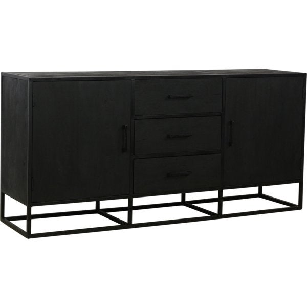 dressoir 180 cm mango zwart metaal gratis thuisbezorgd actie, Overige houtsoorten, 150 tot 200 cm, Nieuw, Ophalen of Verzenden