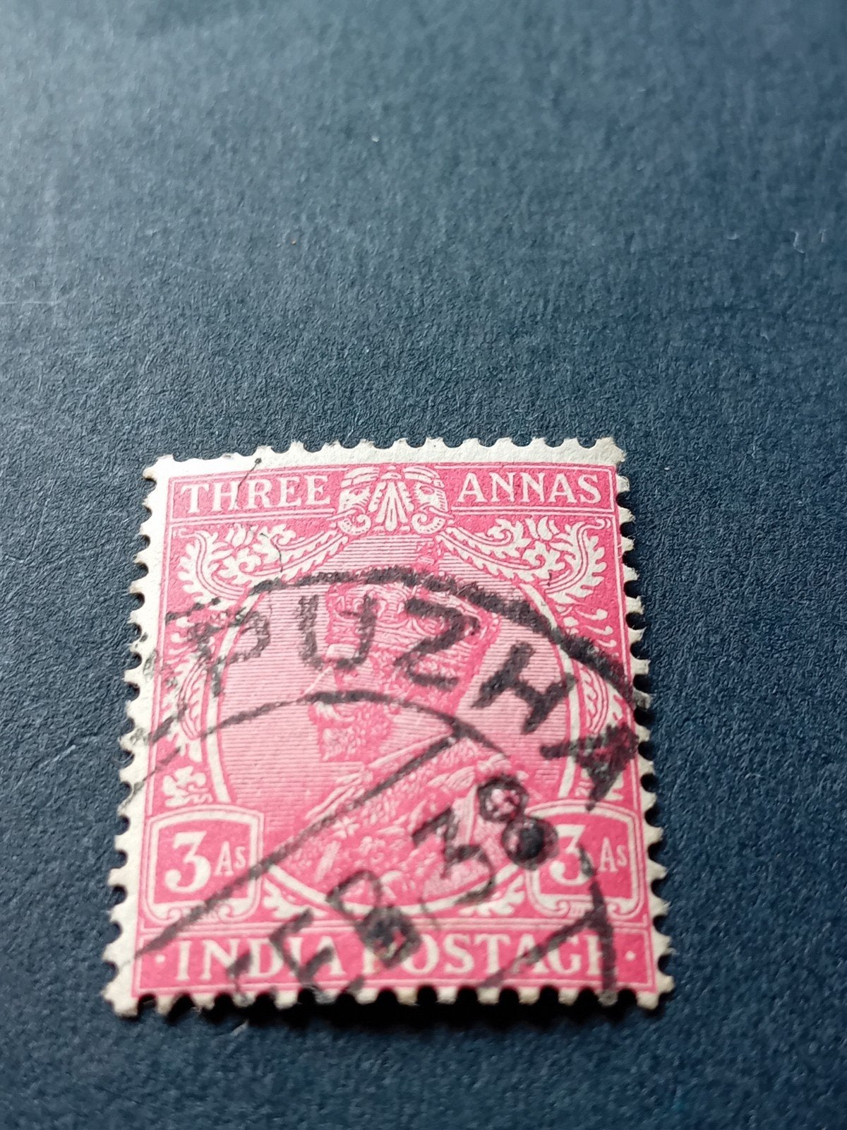 India Postzegel 3 Annas Gestempeld, Ophalen of Verzenden, Gestempeld, Zuid-Azië