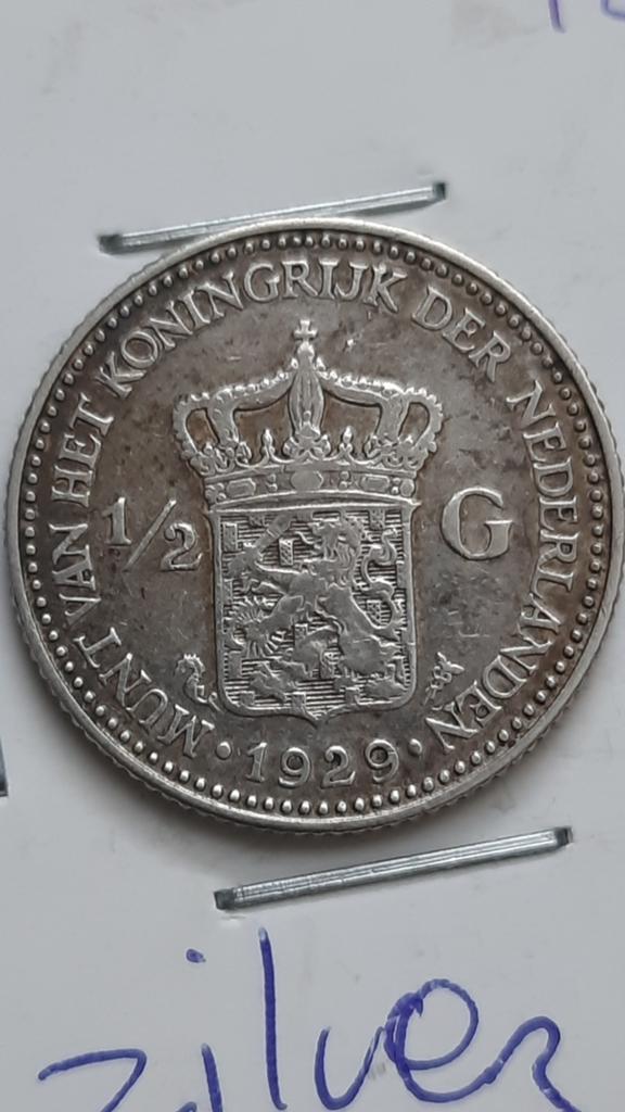 Nederland ½ gulden 1929 (Zilver), Postzegels en Munten, Munten | Nederland, Ophalen of Verzenden, ½ gulden, Losse munt, Zilver