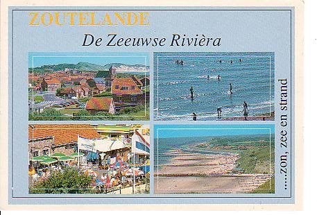 Ansichtkaart 	Zoutelande	4-luik	Zeeuwse Riviera, Verzenden, 1980 tot heden, Gelopen, Zeeland