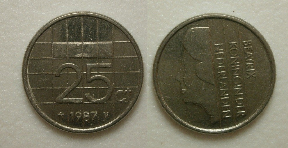 PD02618 Beatrix 25 cent 1987, Ophalen of Verzenden, Koningin Beatrix, 25 cent, Losse munt
