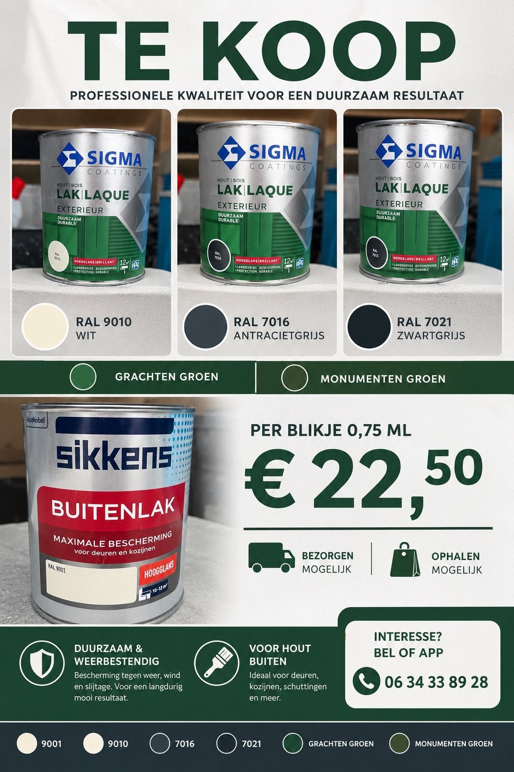 Sigma sikkens topkwaliteit 22,50€ per blik, Ophalen, Nieuw, Overige typen