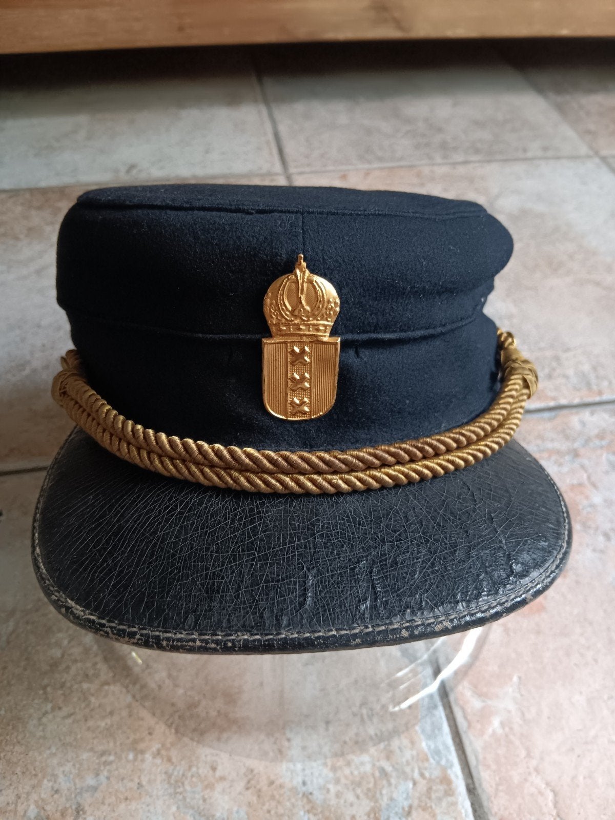 Antieke vooroorlogse gemeente Amsterdam pet/kepie, Verzamelen, Ophalen of Verzenden, Overige soorten, Nederland, Helm of Baret