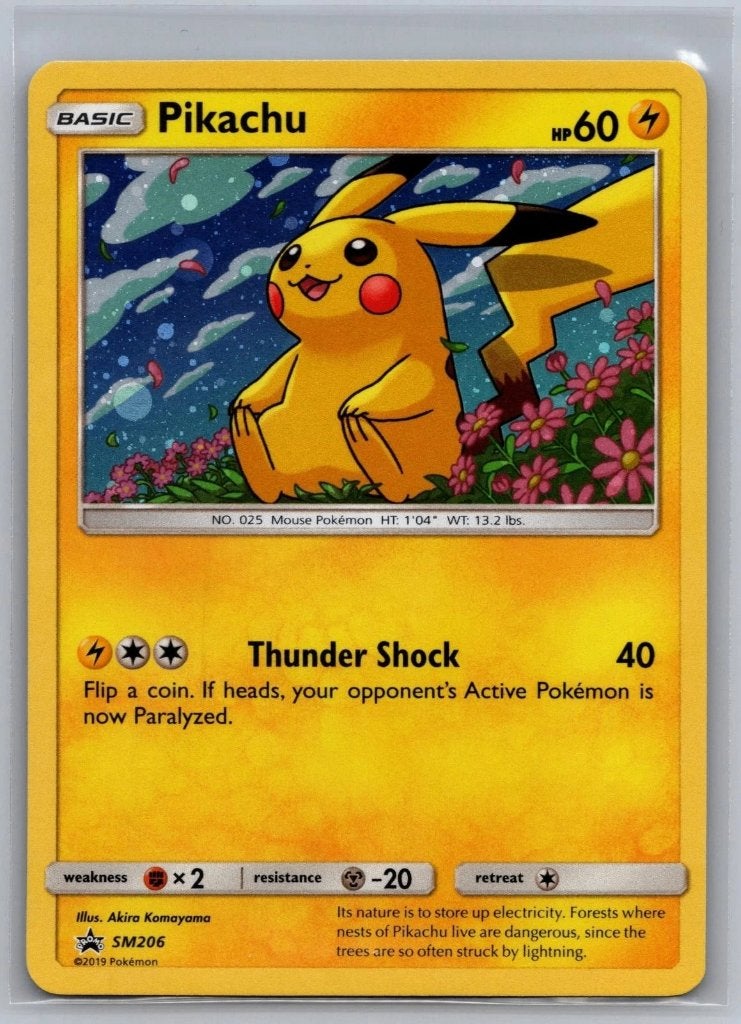 pokemon Pikachu - SM206 Holo Sun & Moon Promo NM, Ophalen of Verzenden, Zo goed als nieuw, Losse kaart, Foil