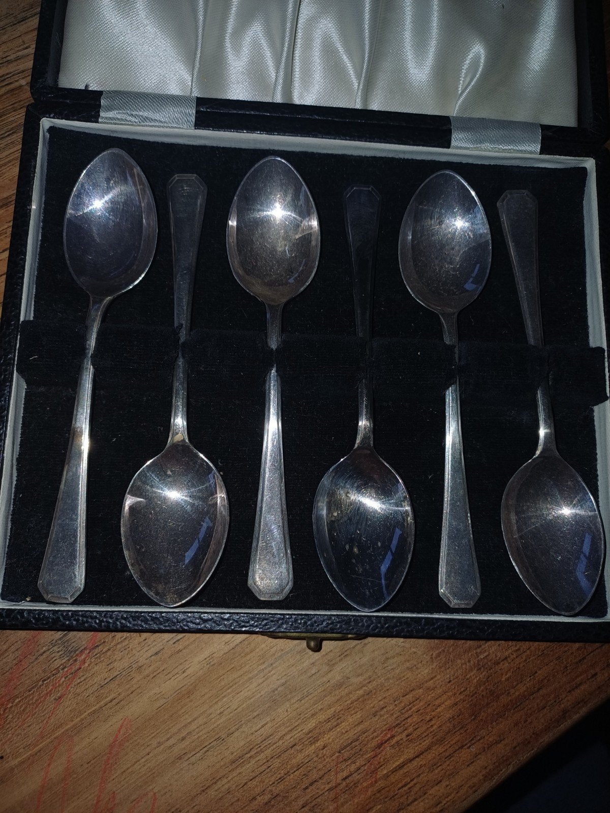Antieke Zilveren Theelepels in Doosje, Antiek en Kunst, Ophalen of Verzenden