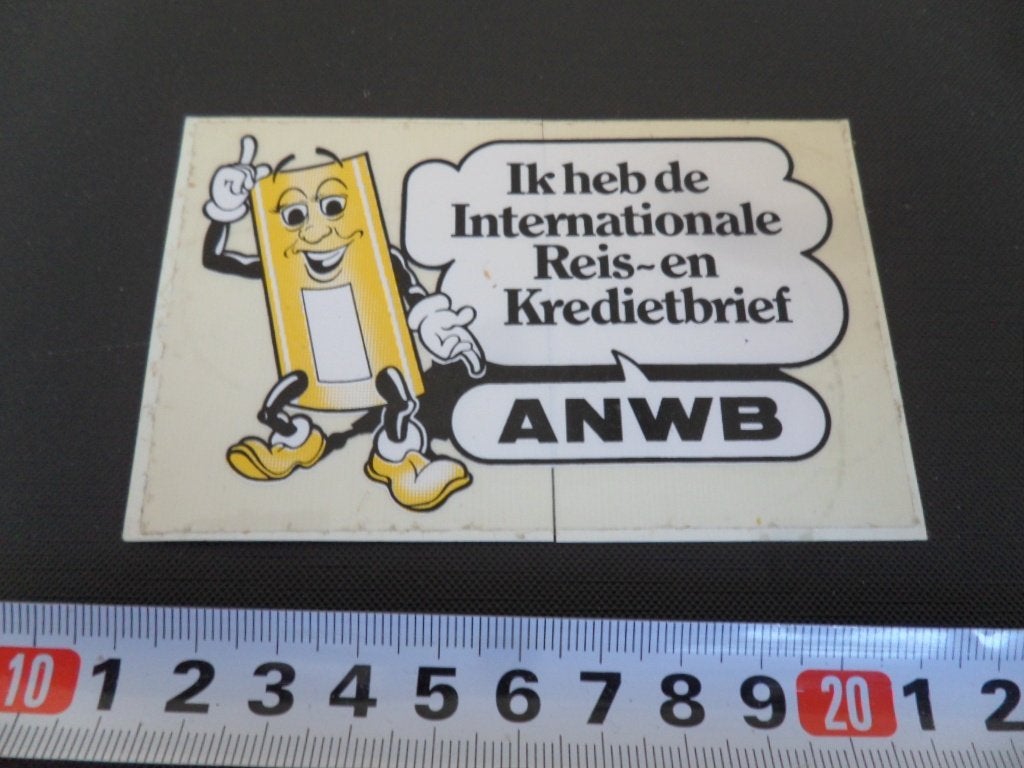 sticker ANWB ik hen de internationale reis- en kredietbrief, Ophalen, Zo goed als nieuw