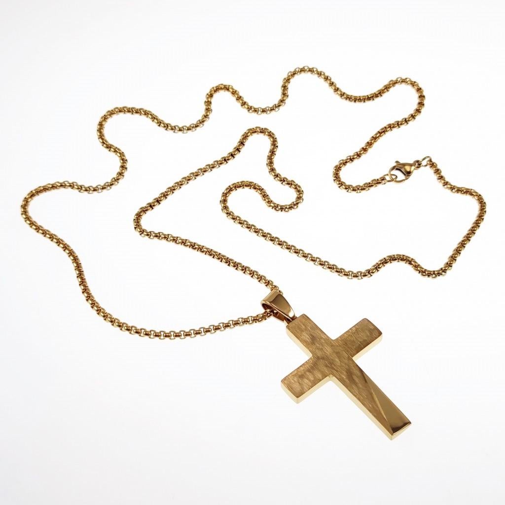 65cm x 2,5mm Jacseron Ketting + Kruishanger Heren Stalen, Birgitta-Gracht 33, 6465 EL Kerkrade, Nederland, Verzenden, Nieuw, Esde2