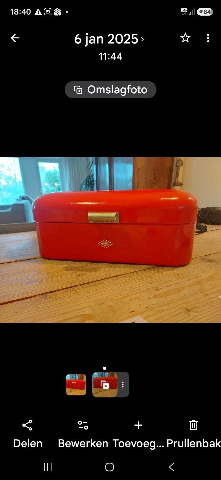 Wesco broodtrommel, Huis en Inrichting, Ophalen, Zo goed als nieuw, Metaal, Rood