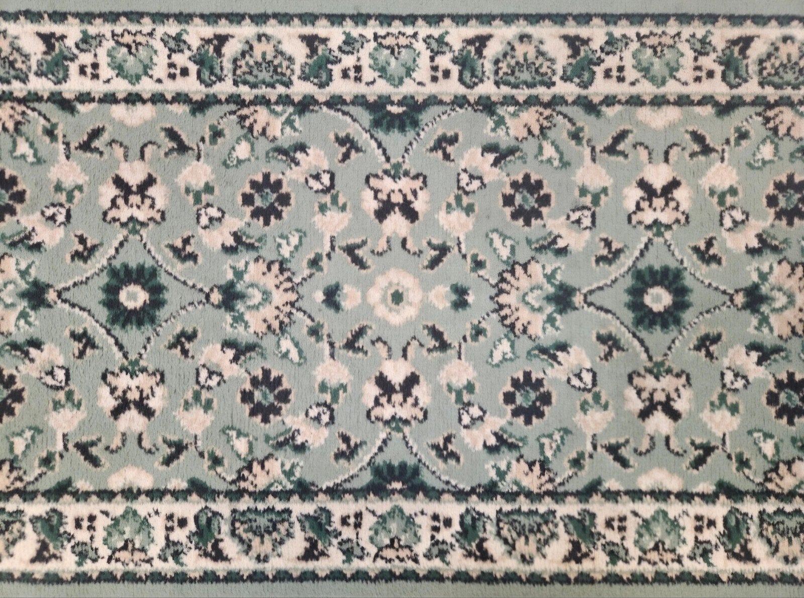 Vintage oosters floral tapijt loper groen 58x300cm, Crème, Klassiek, Traditioneel, Oosters, 200 cm of meer, Www.hypepopup.nl