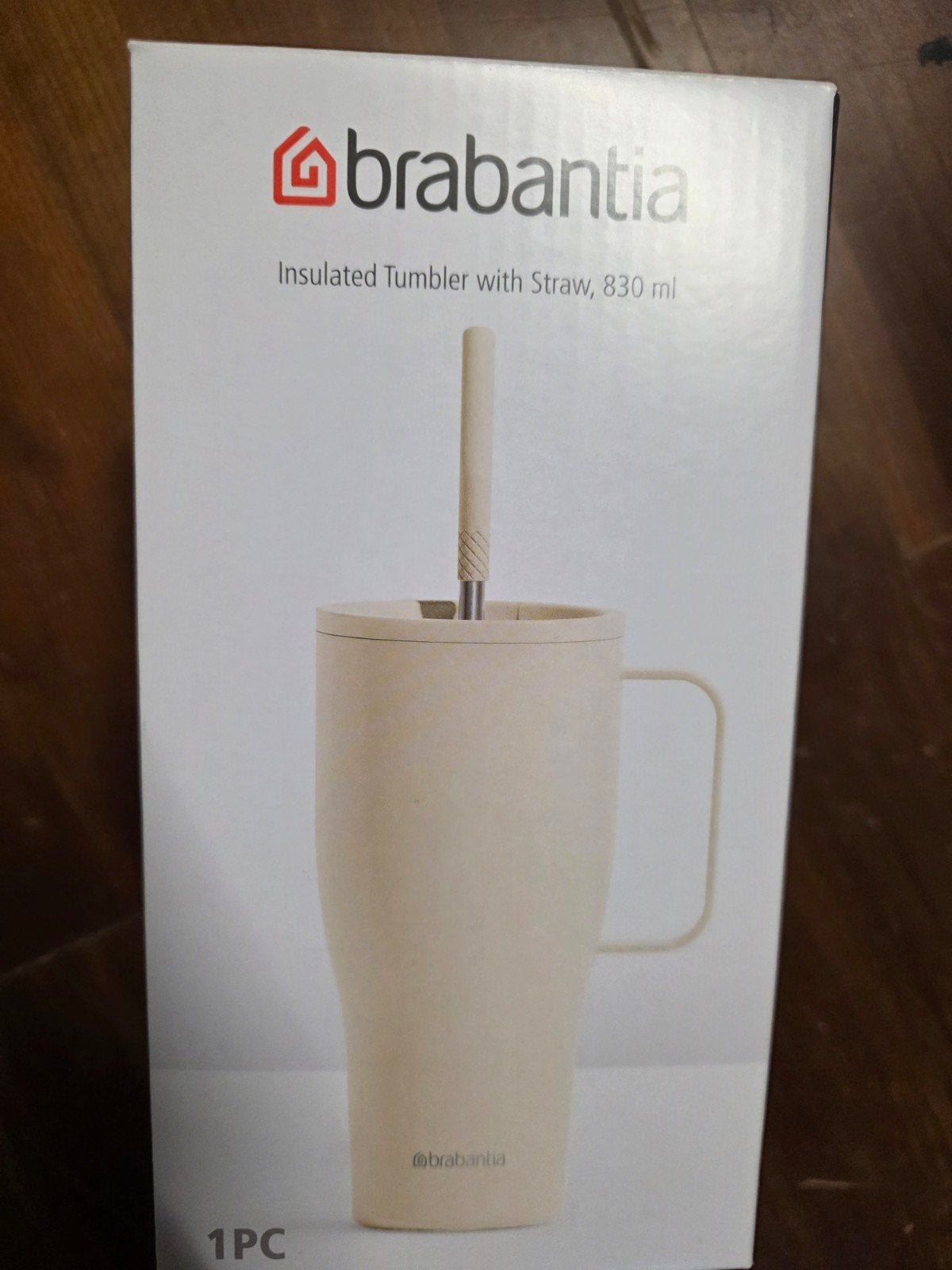 Brabantia Geïsoleerde Beker met Rietje - 830 ml, Beige, Overige typen, Nieuw, Ophalen of Verzenden